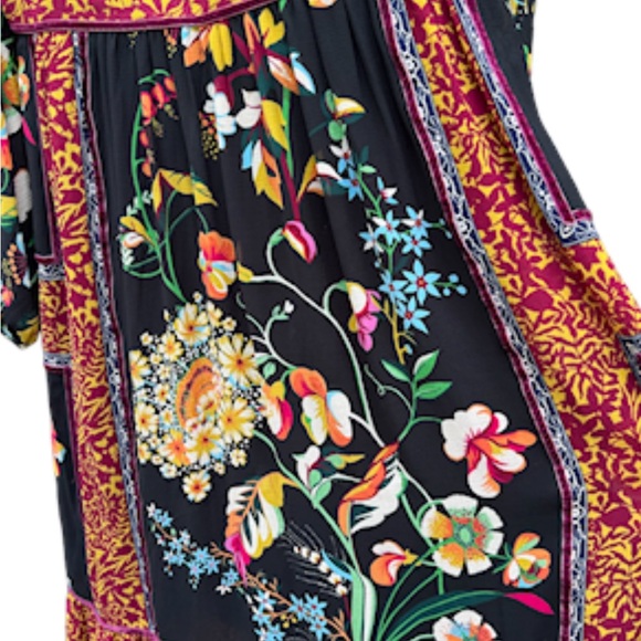 ANTHROPOLOGIE Adair Velvet Trimmed Floral Boho Midi Dress sz 8 US - Picture 6 of 14